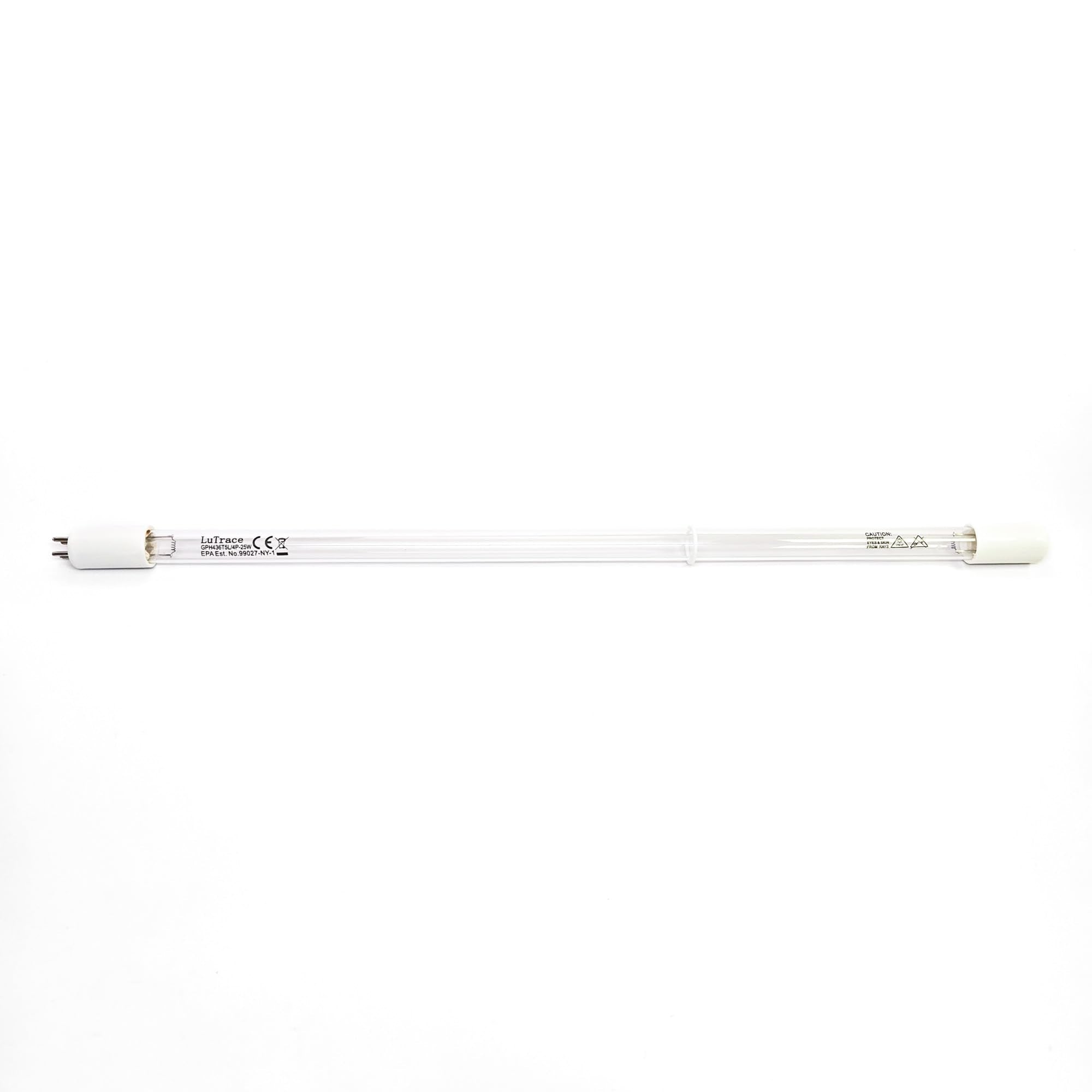Lutrace Pura Water 36002018 UV lamp side angle showing compact OEM replacement.