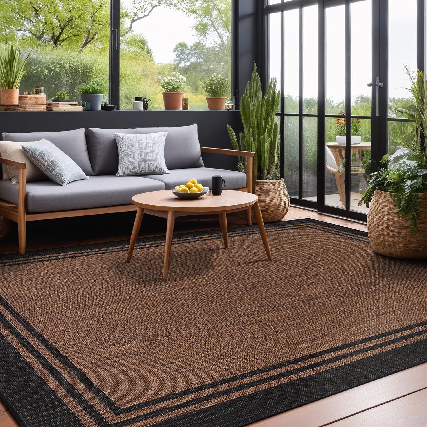 Luul Home border rug by entrance adds warmth and style