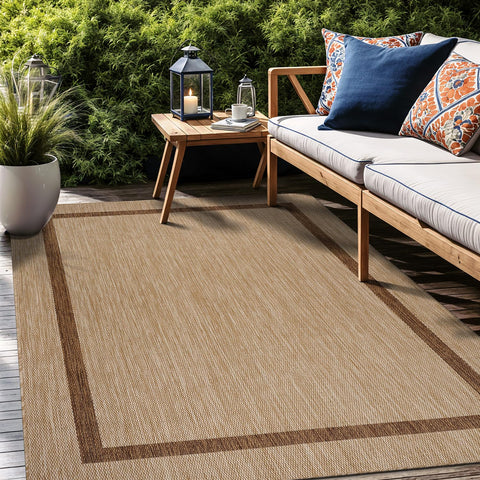 Luul Home 5x7 outdoor rug with kid and pet friendly underfoot.