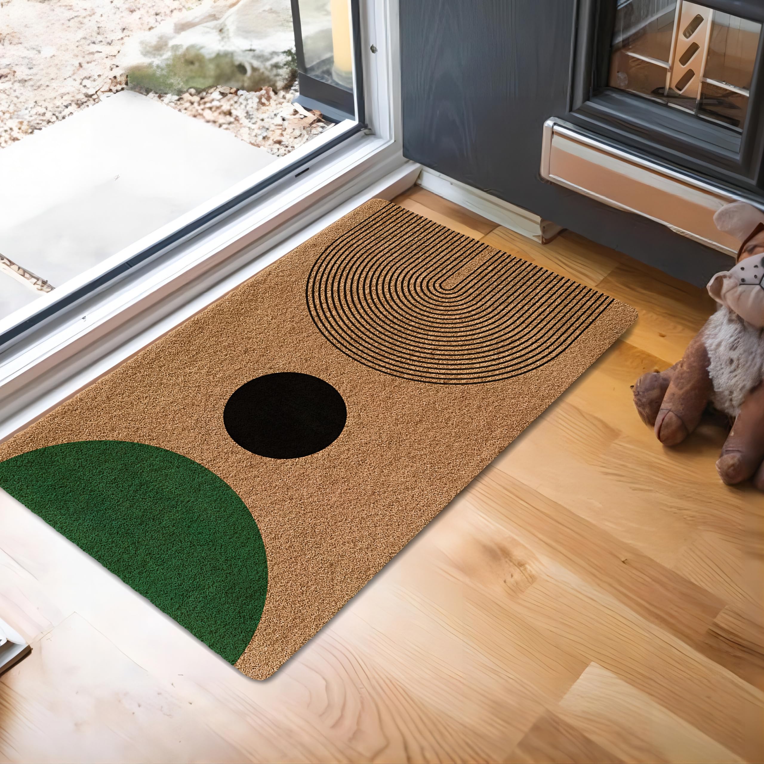 Luvadian green-black entrance mat with non-slip backing for high-traffic areas