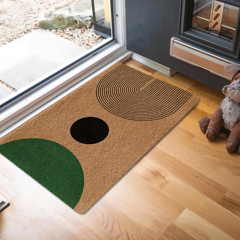 Luvadian green-black entrance mat with non-slip backing for high-traffic areas
