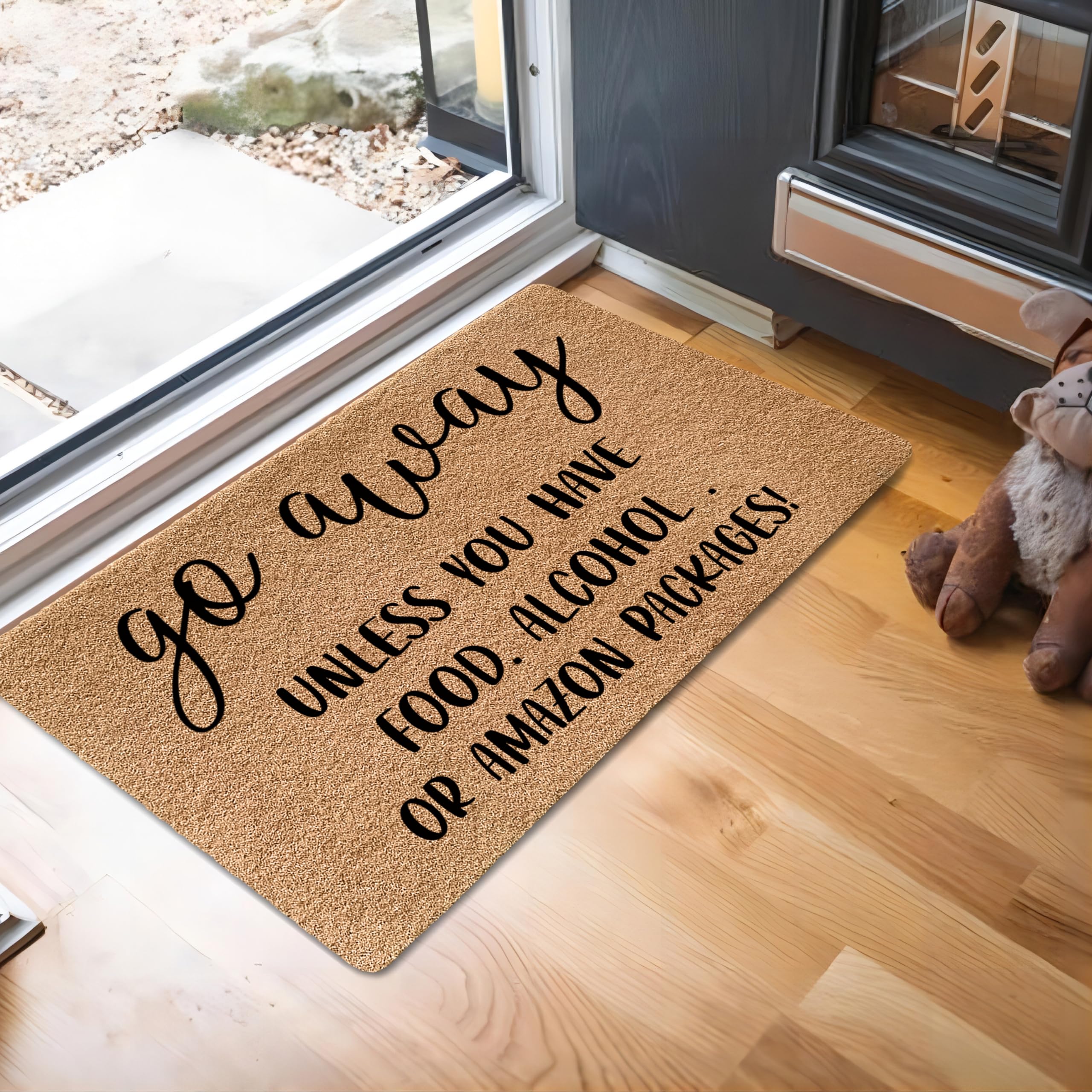 LUVADIAN indoor-outdoor mat placed by kitchen entry for versatile use.