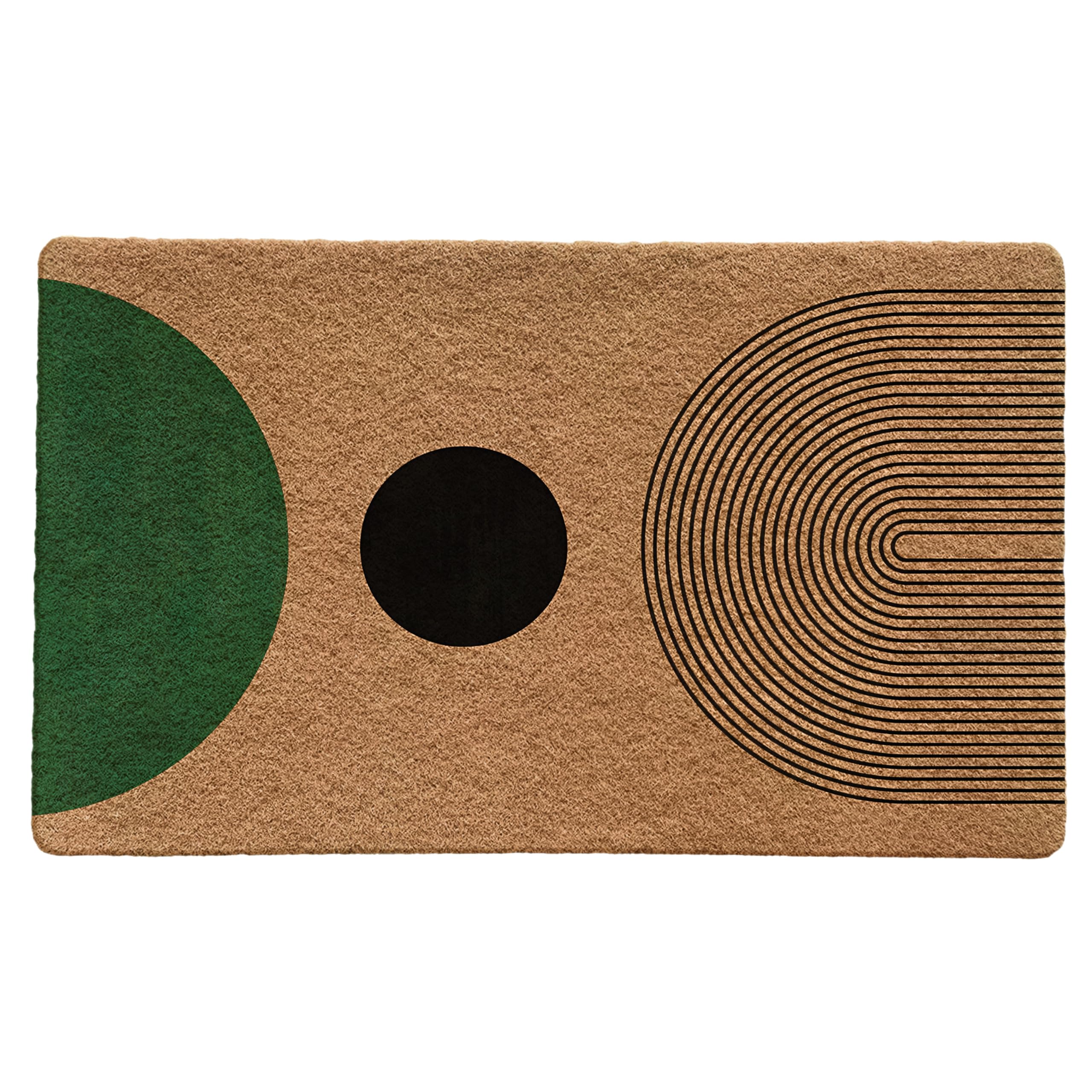 Luvadian mid-century boho door mat green and black front view with anti-slip bottom