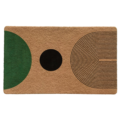 Luvadian mid-century boho door mat green and black front view with anti-slip bottom