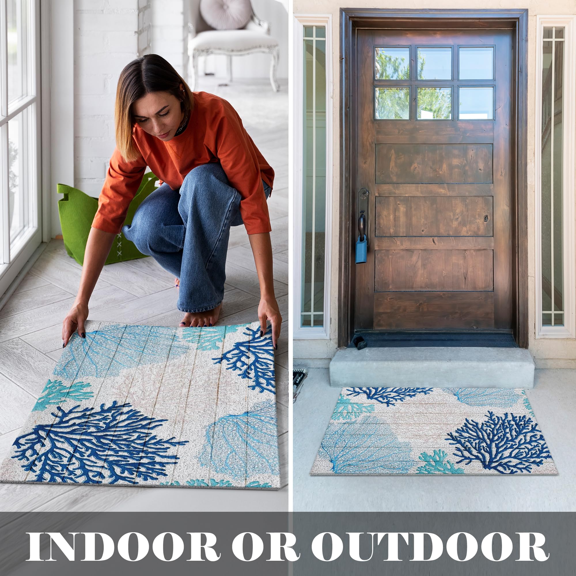 LUVADIAN nautical doormat with waterproof design for coastal spaces.
