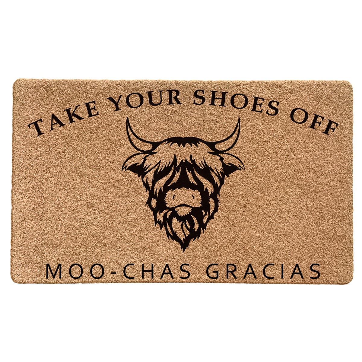 LUVADIAN shoes-off doormat with Highland cow design at the entrance keeps dirt outside