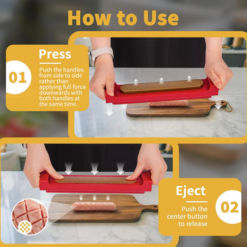 Luvan grill-ready cutter for criss-cross slicing at barbecues.