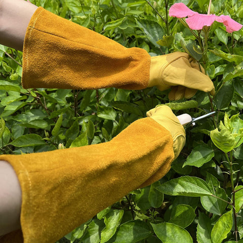 luvaswel Thorn Proof Gardening Gloves breathable cowhide for weeding and soil work