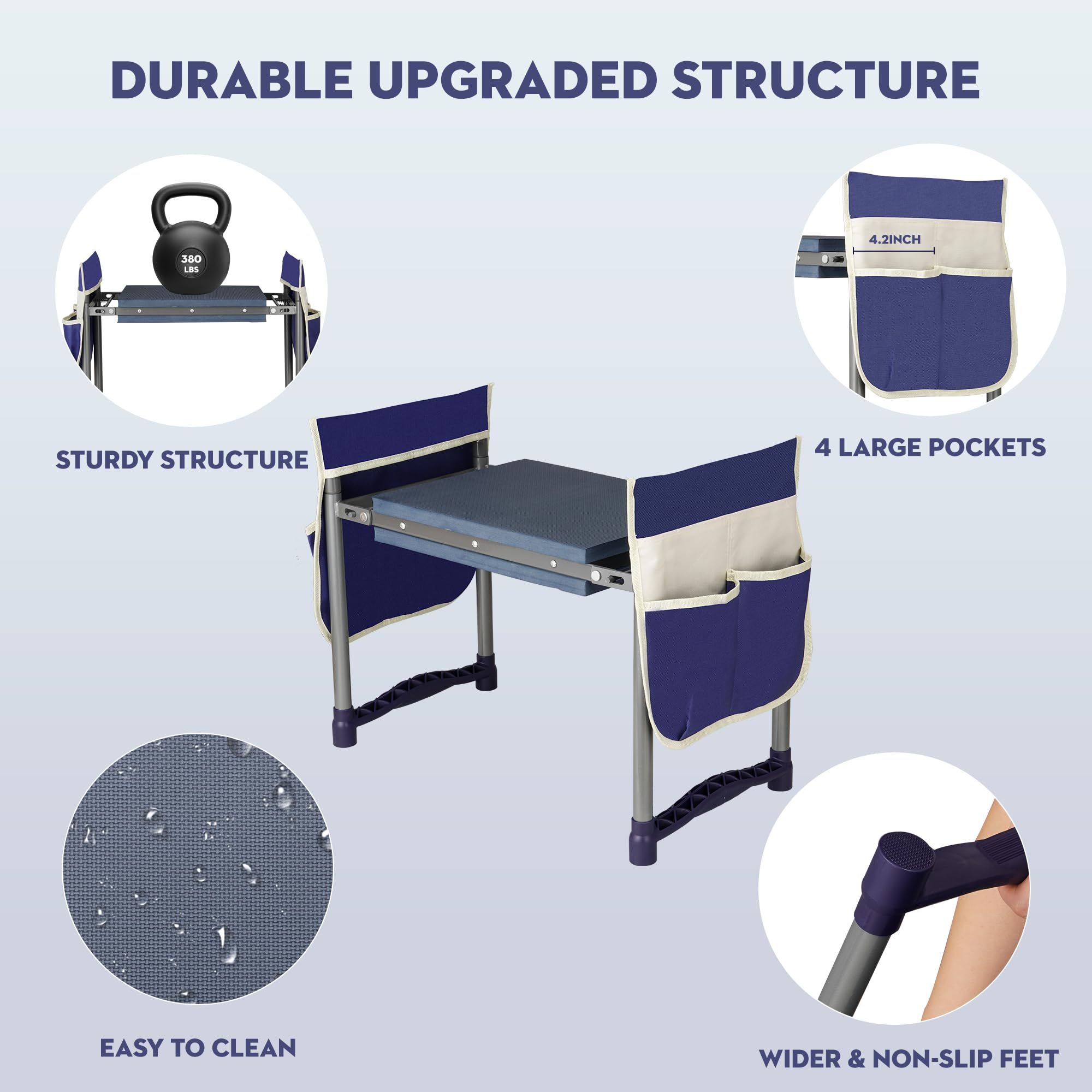 Luvenia Garden Kneeler converts to bench for versatile seating.