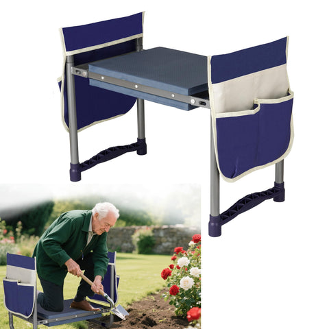 Luvenia Garden Kneeler and Seat folded for compact storage and easy mounting.
