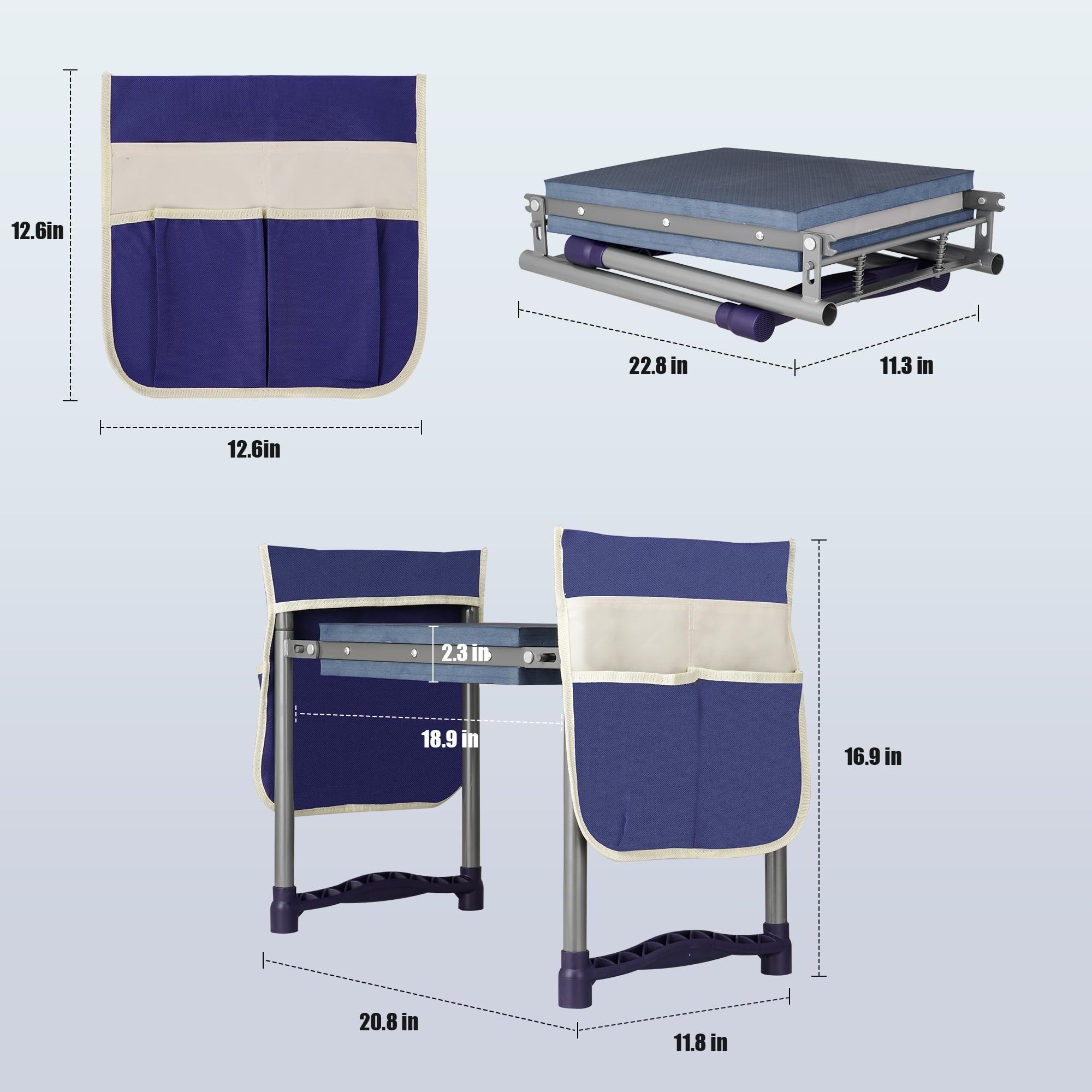 Luvenia Garden Kneeler and Seat open as a kneeling pad with cushioned comfort.