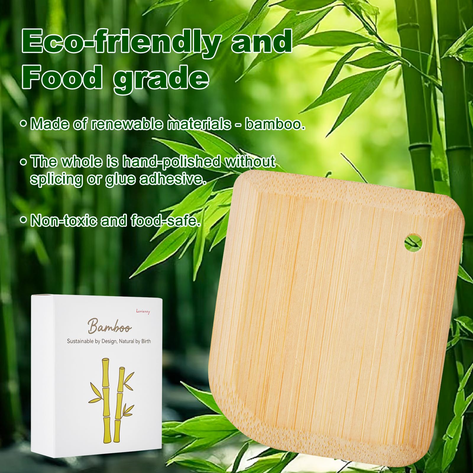 Luviancy bamboo pan scraper hanging hole for dry storage and longer life