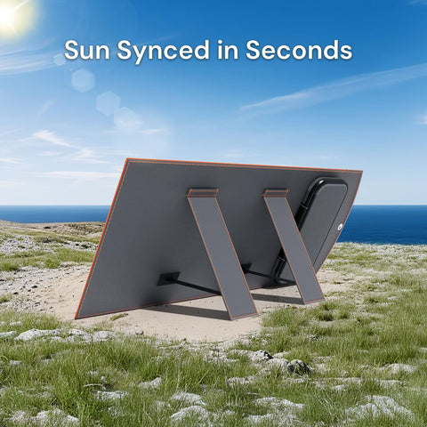 Luvknit 30W solar panel open and deployed for outdoor use