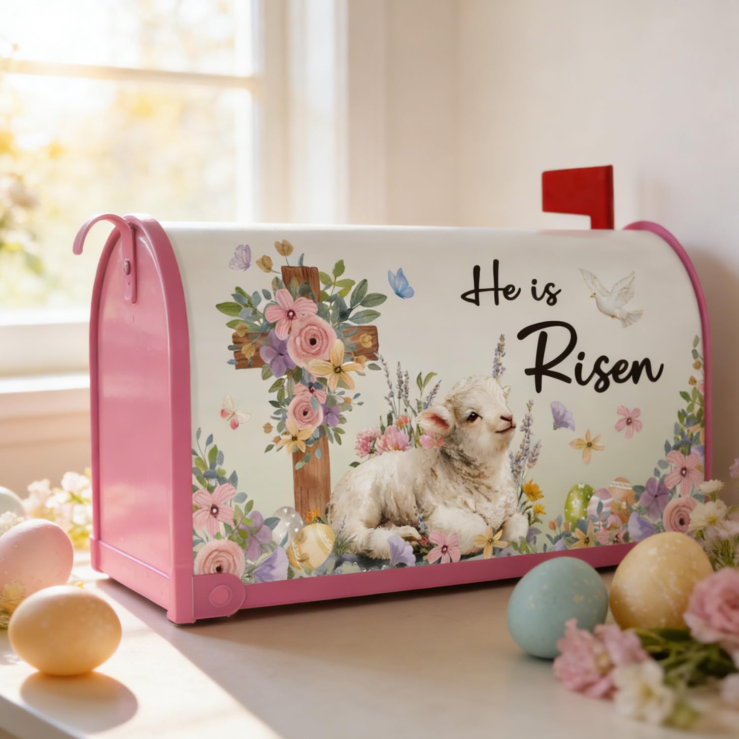 Luvsweets Christian Easter decor mailbox cover ready for display