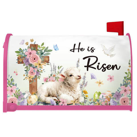 Luvsweets He Is Risen mailbox cover 20x18 with cross design for curb appeal