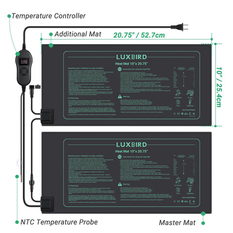 Luxbird energy-efficient mats warm seedlings while conserving power.