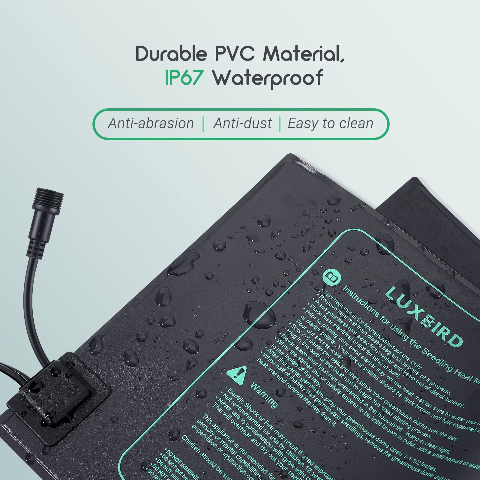 Luxbird mats used in a hydroponics system to stabilize root warmth
