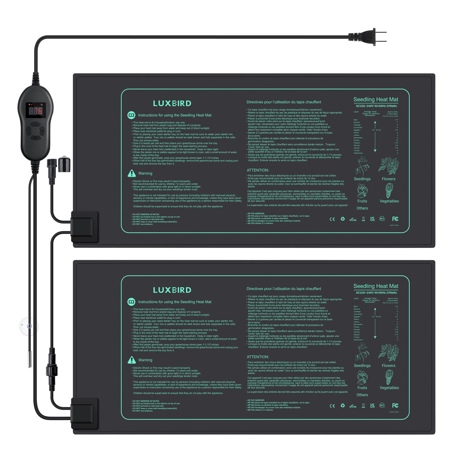 Luxbird seedling heat mat in front view showing texture and size for even warmth