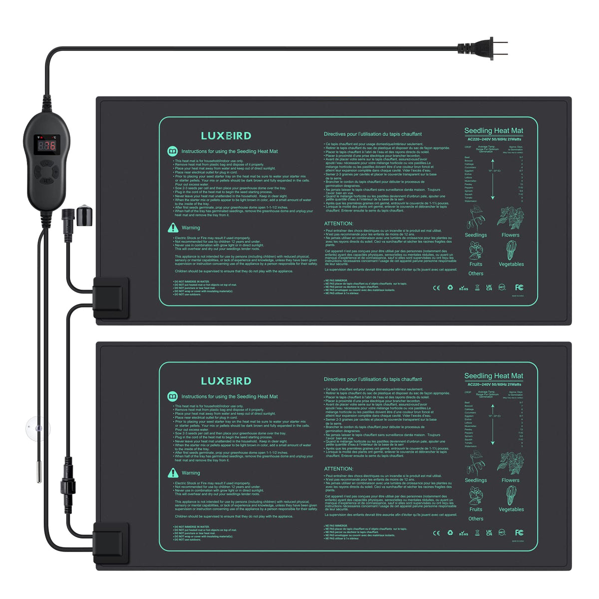 Luxbird seedling heat mat in front view showing texture and size for even warmth