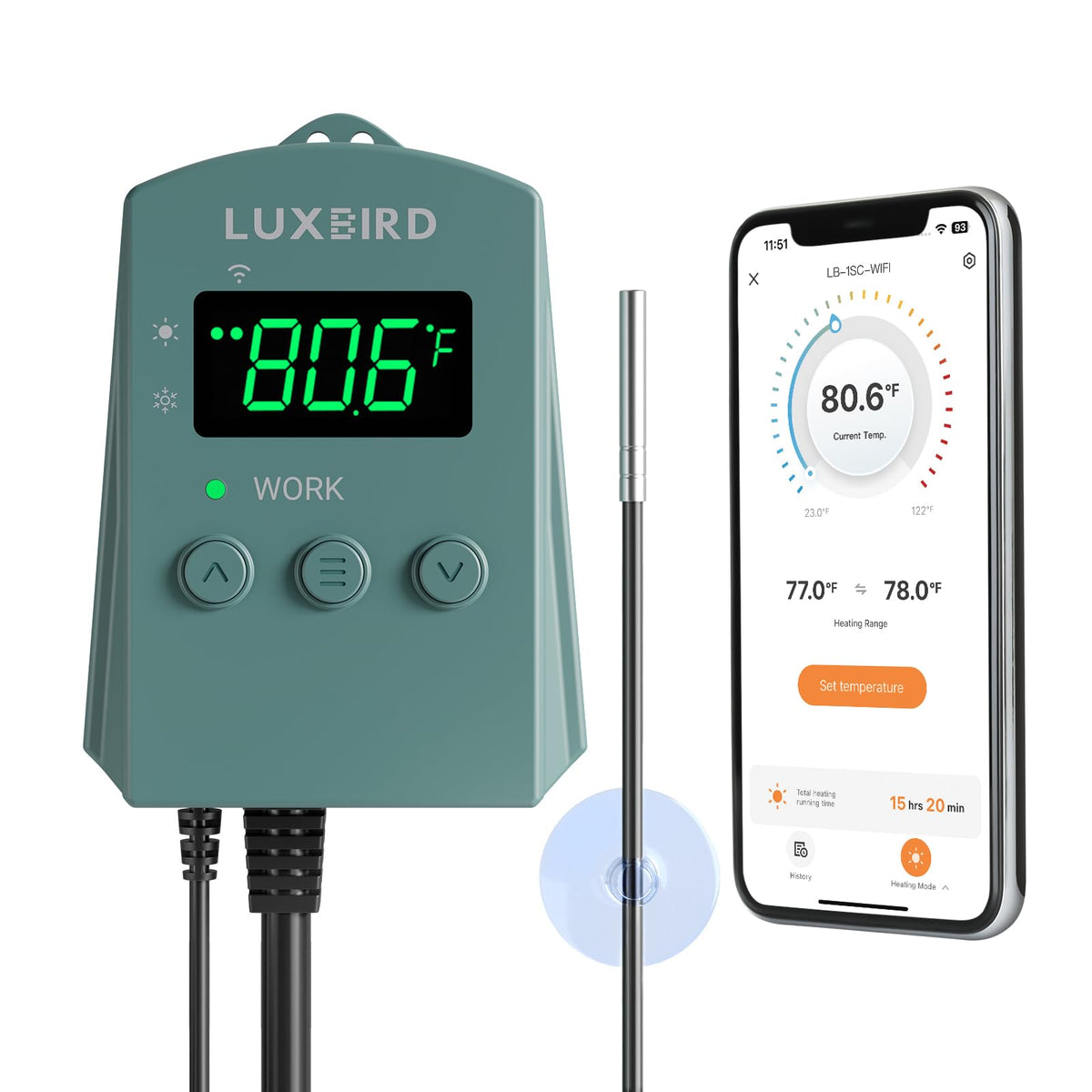 Luxbird WiFi thermostat controller setup for quick, tool-free installation.