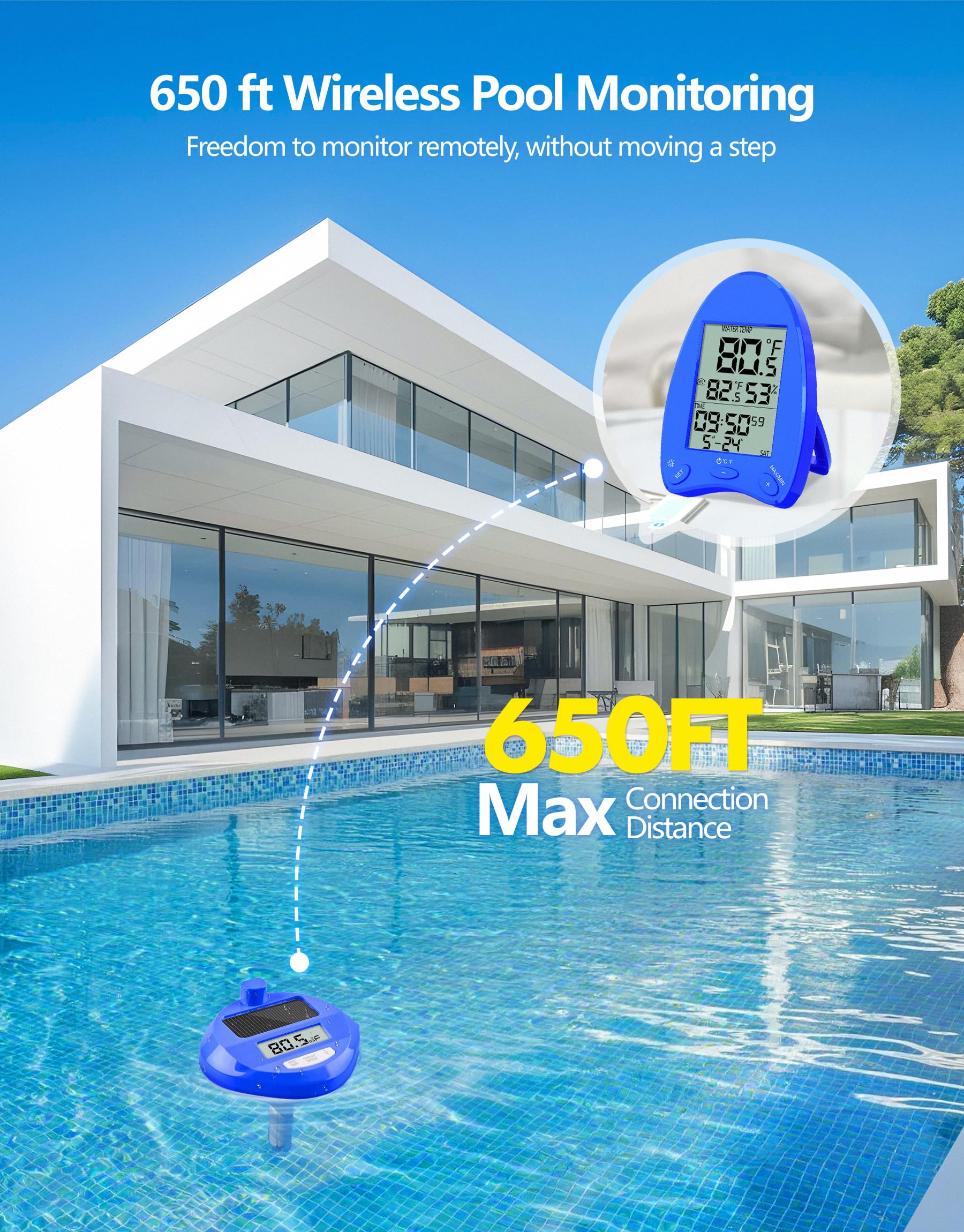High-precision sensor provides fast, accurate readings for pools and spas.