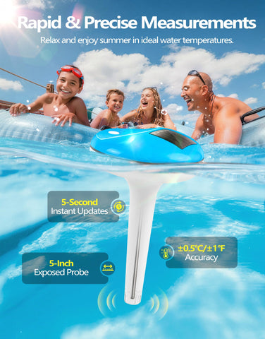 LuxBlue PT100 precision sensor delivers accurate pool temperature data.