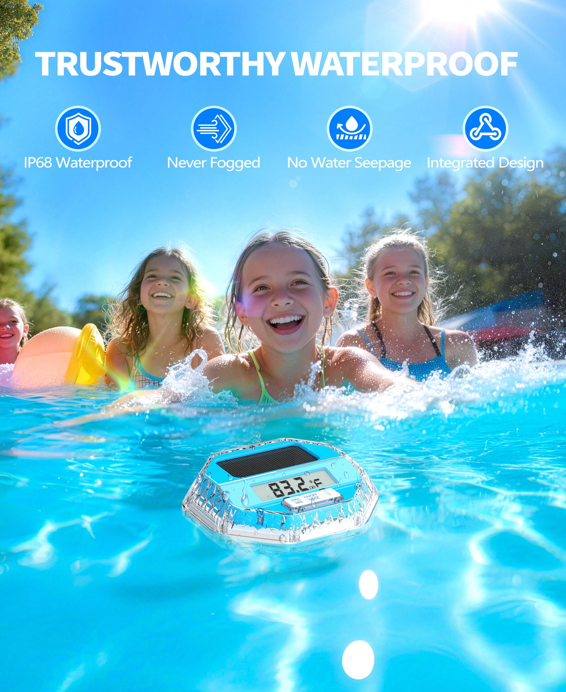 LuxBlue thermometer with 35 degree tilted screen for clear visibility