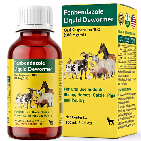 Luxekem dewormer bottle pour for goats enabling easy dosing.