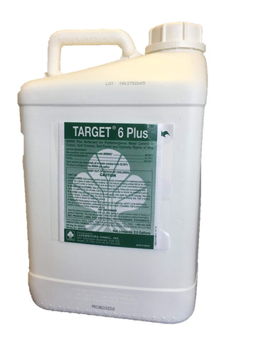 Luxembourg-PAMOL Target 6 Plus bottle pour for post-emergent weed control in turf.