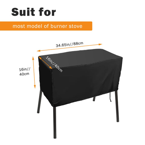 Luxiv heavy-duty cover with bottom strap secures stove in windy weather