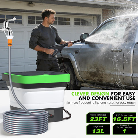 LuxPool cordless pressure washer IPX6 waterproof design withstands rain and splashes.