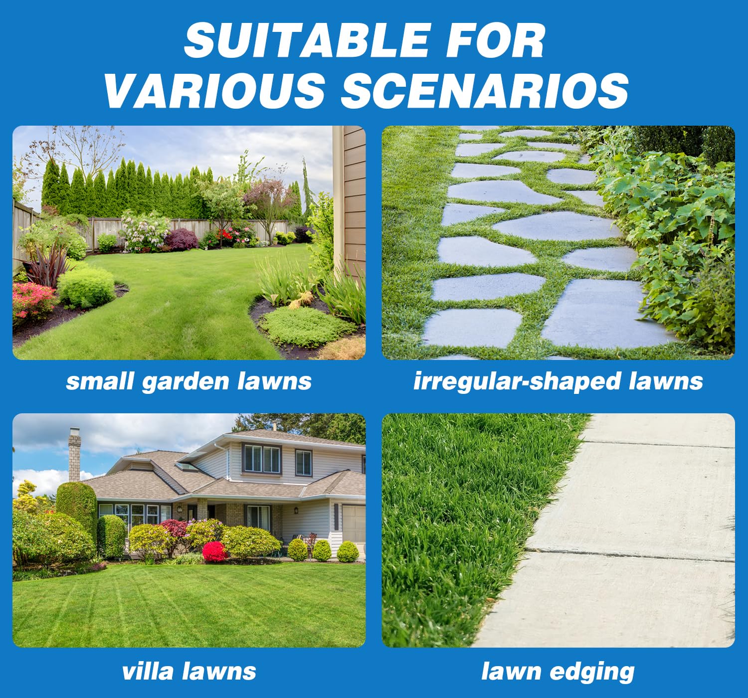 Luxter in action in a small garden demonstrates cordless versatility.