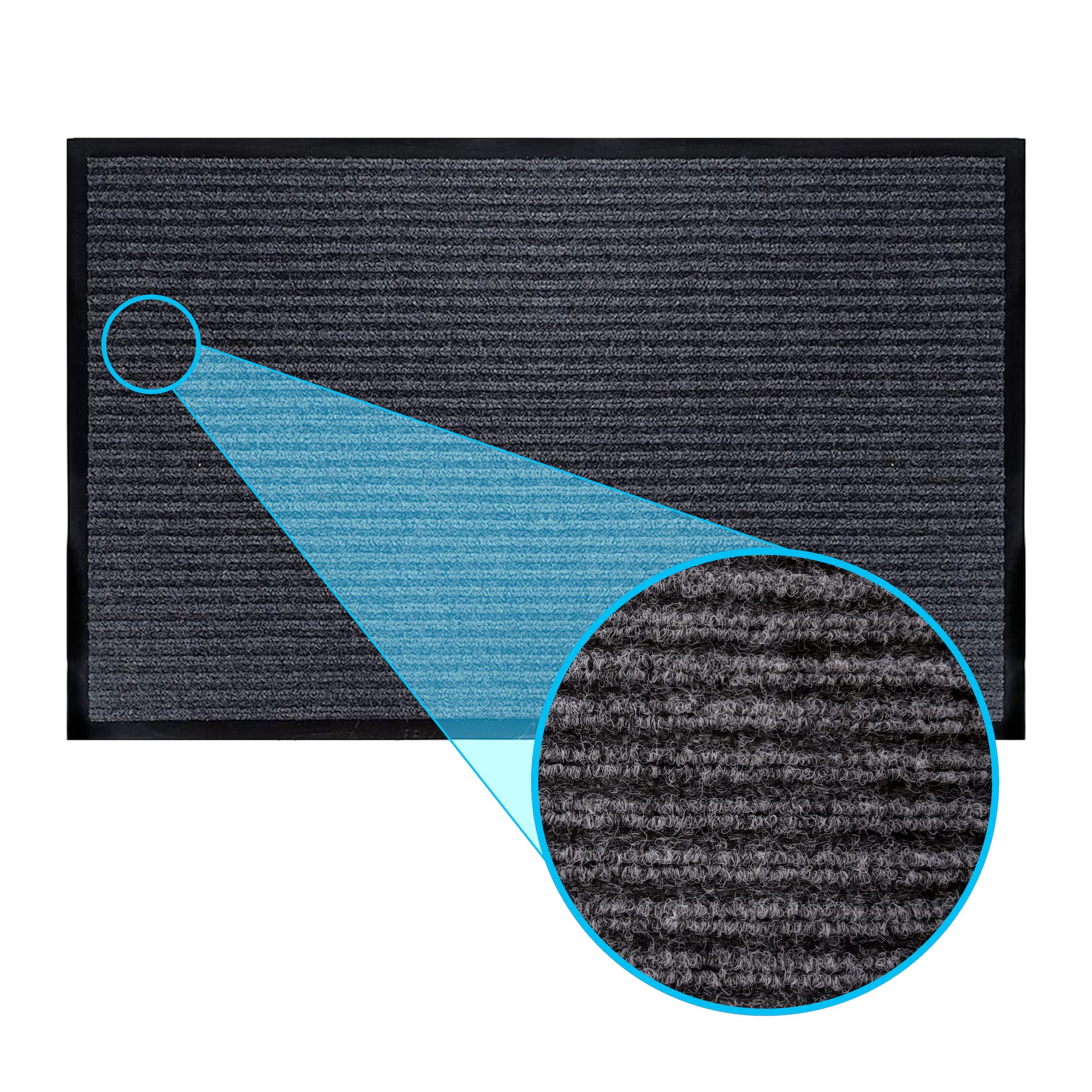 LuxUrux durable rubber door mat with striped gray pattern for rugged entryways