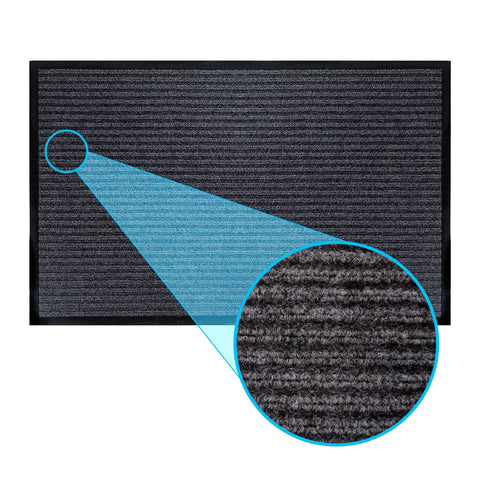 LuxUrux durable rubber door mat with striped gray pattern for rugged entryways