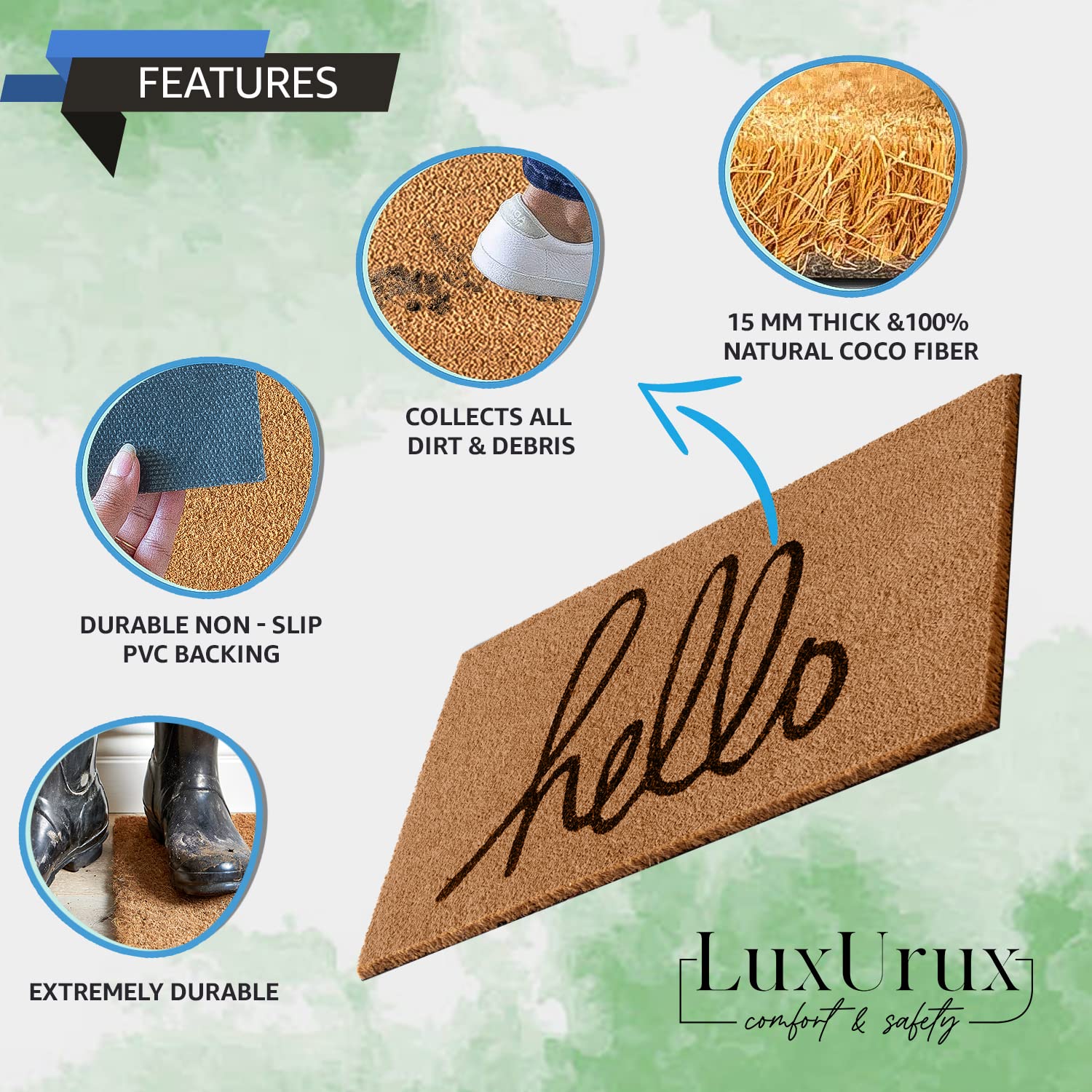 LuxUrux Hello mat suitable for outdoor and indoor use