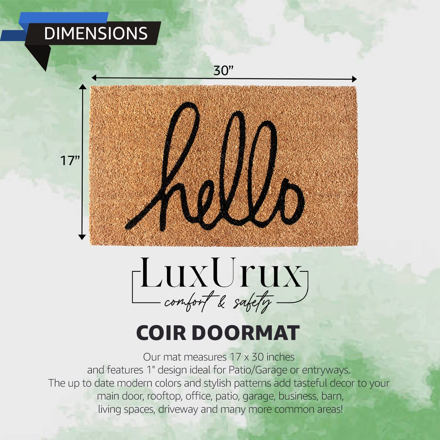 LuxUrux Hello door mat with welcome script adds curb appeal