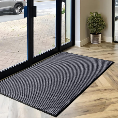 LuxUrux rubber doormat with slip-resistant backing enhances entry safety