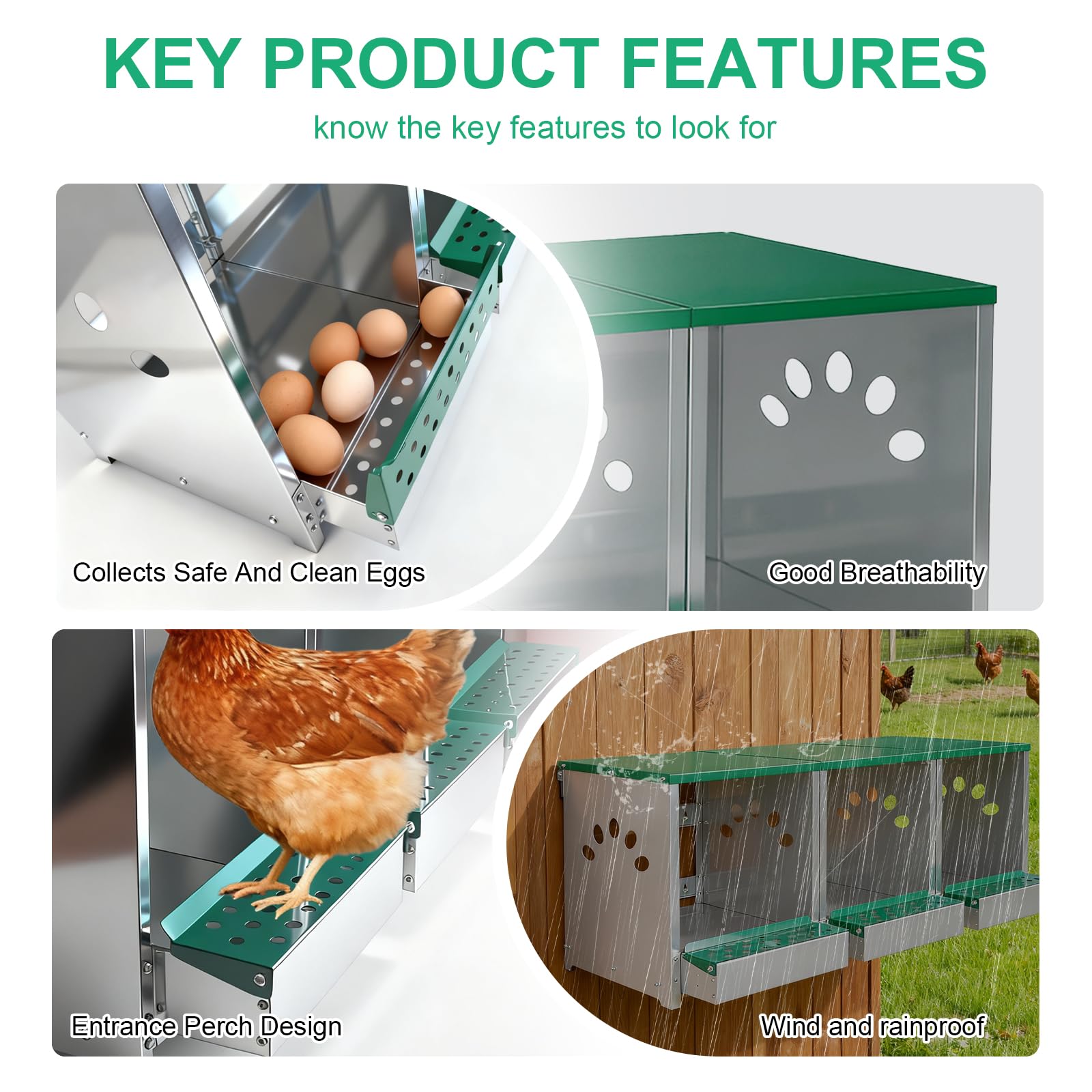 Luxurytex perches and baffles prevent egg damage and rolling