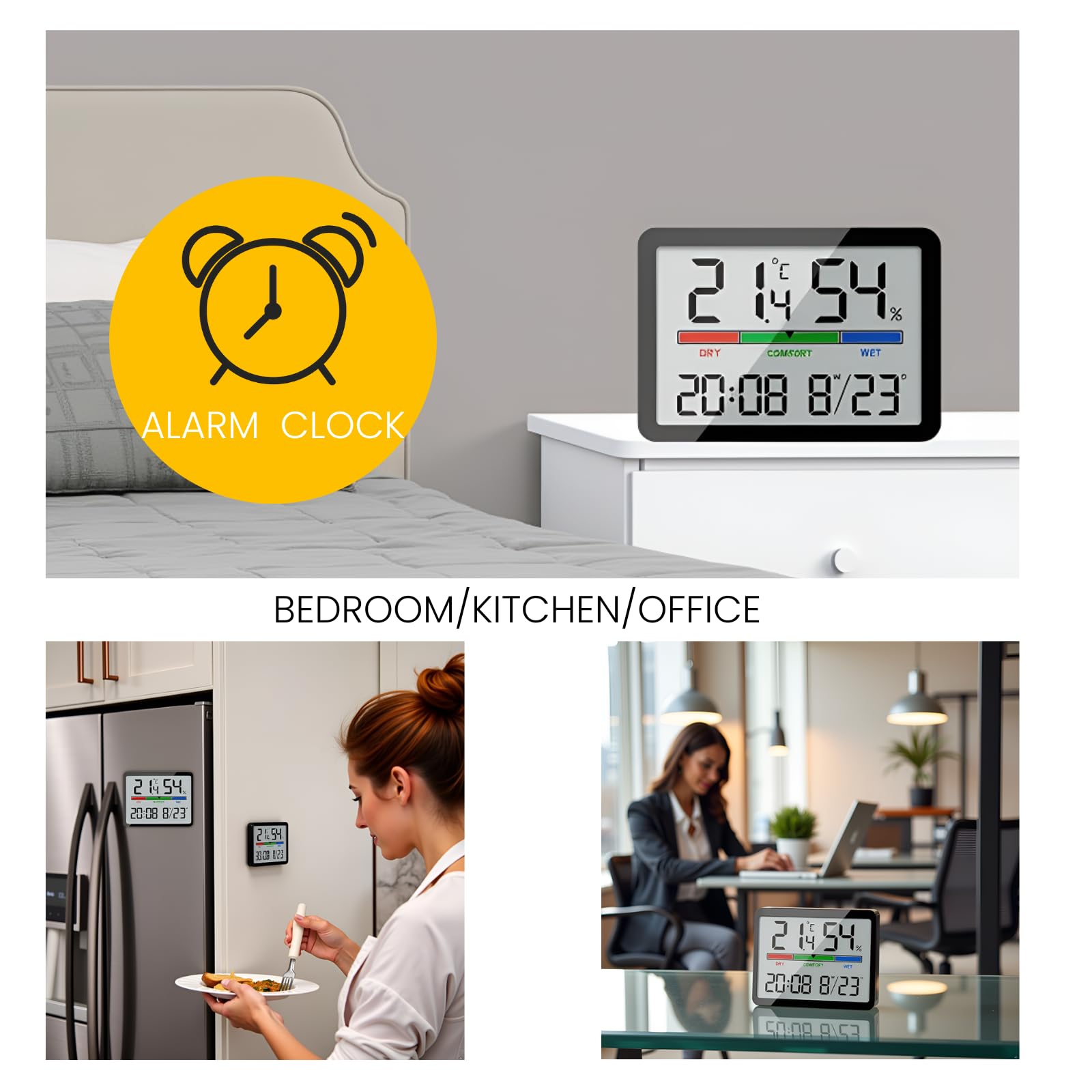 Luzsco alarm function integrates time, temperature and weather alerts.