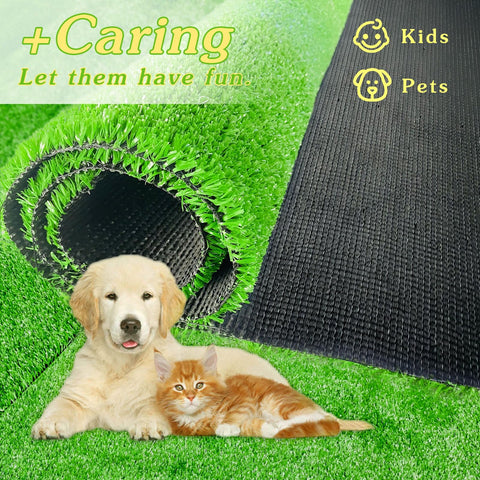 LVBAO self-draining rubber-backed turf backing prevents puddles and enables quick cleanup.