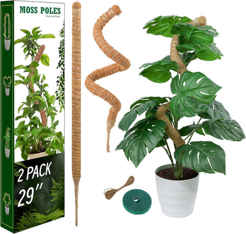 LveSunny 29-inch bendable moss pole pack supports climbing plants indoors.