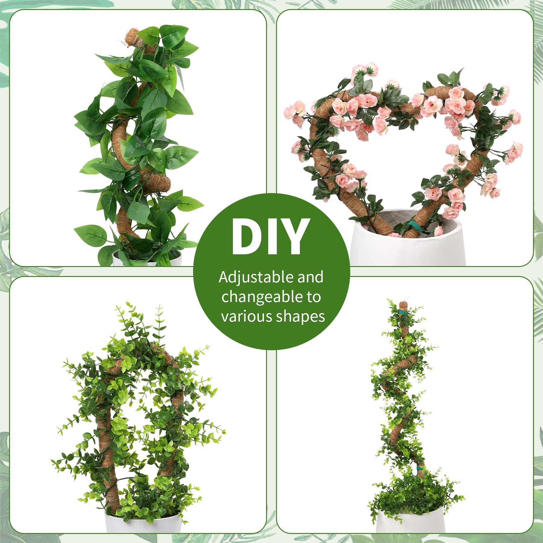 LveSunny bendable moss pole in spiral shape for flexible plant training.
