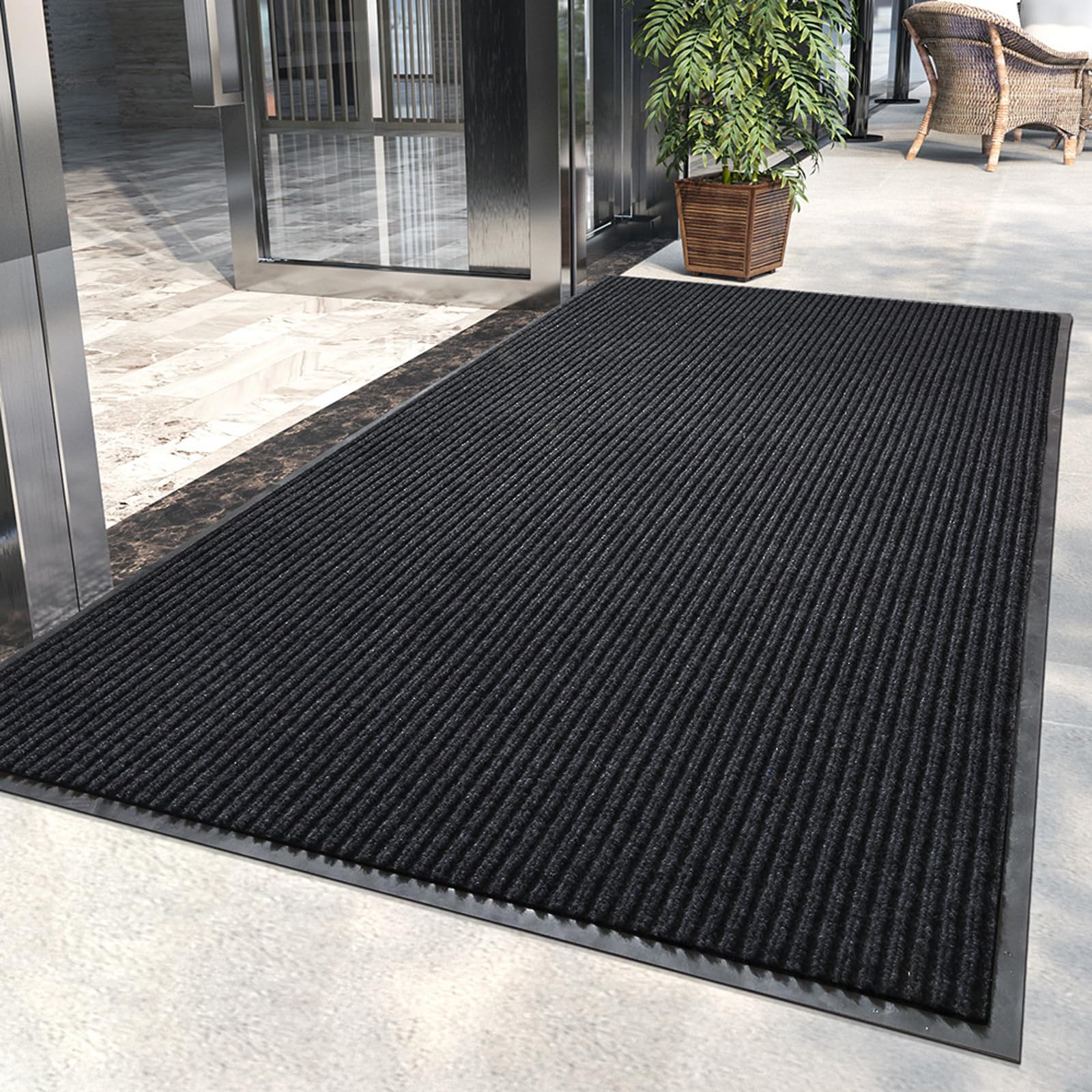 LVETOLS 3x5 high-traffic guard doormat with striped brush for heavy foot traffic