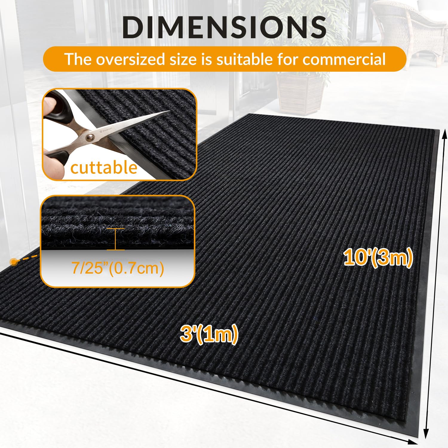 LVETOLS cuttable entry mat fits irregular door shapes.