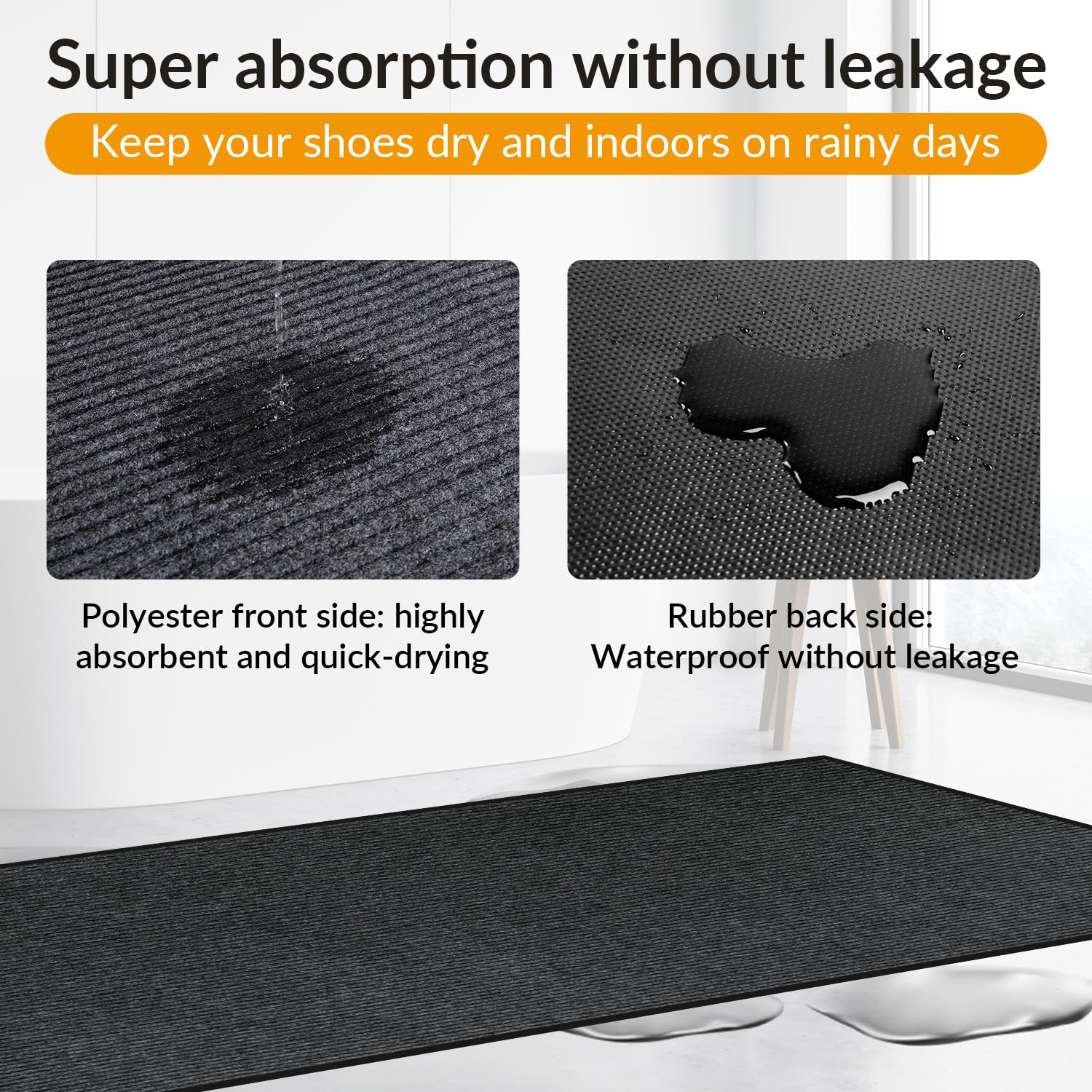 LVETOLS easy-to-clean entrance mat cleans with vacuum or hose.
