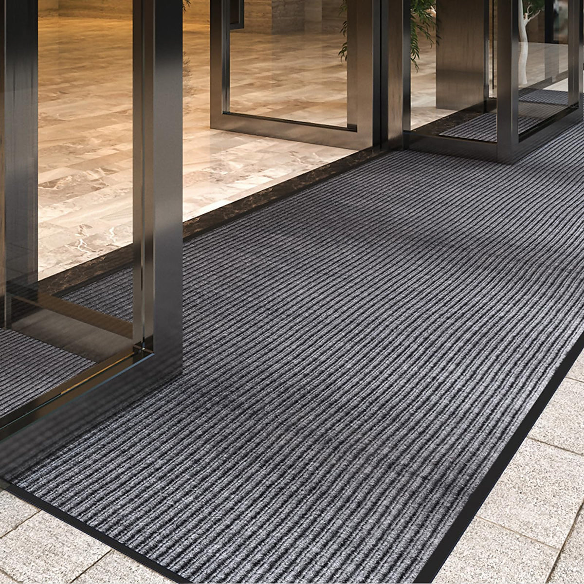 LVETOLS Moisture Guard doormat front charcoal view protects entrances from dirt and moisture.