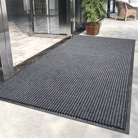 LVETOLS Moisture Guard Doormat at the front door with stripe pattern and durable protection.