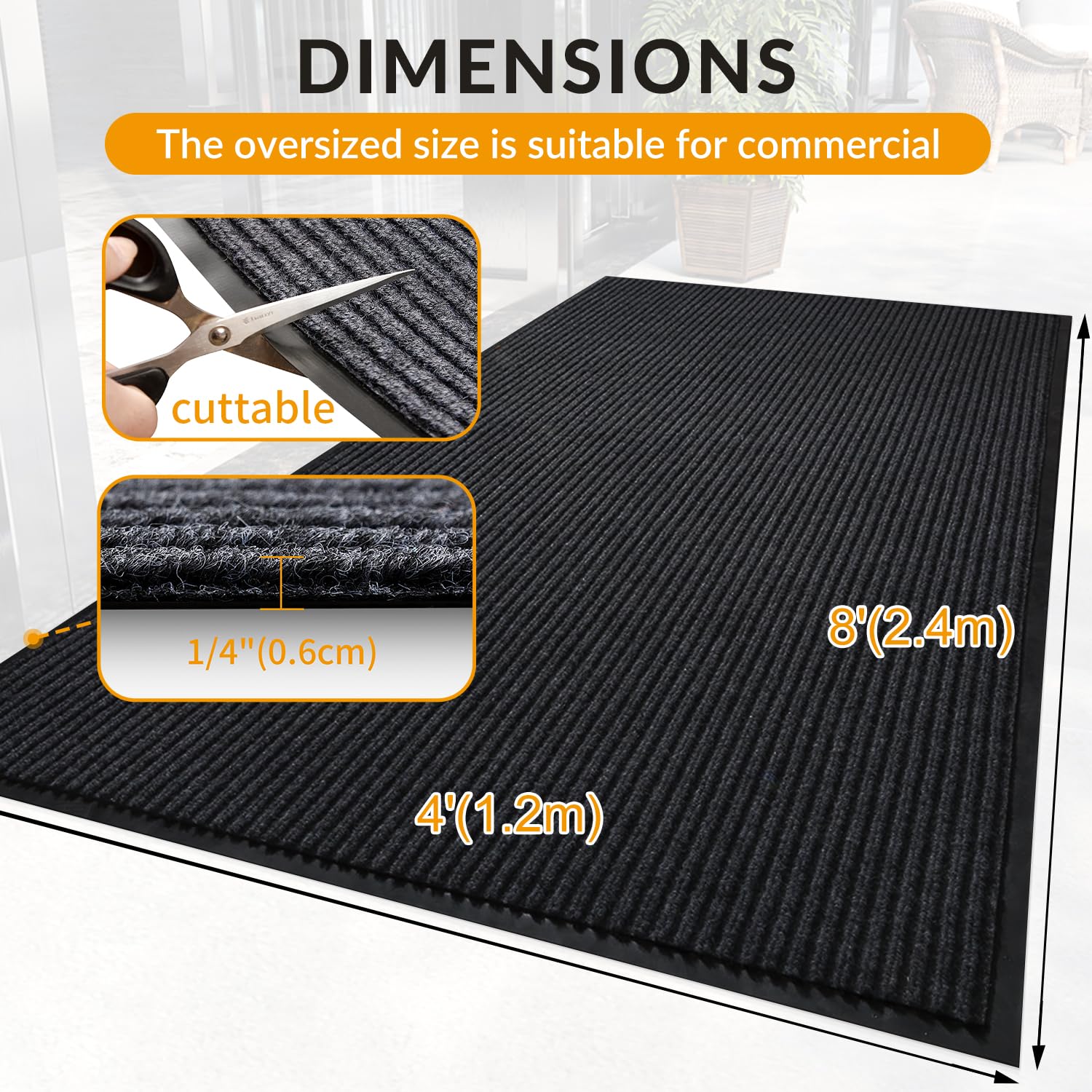 LVETOLS rubber-backed doormat displaying anti-slip backing for safety
