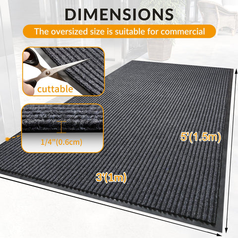 LVETOLS anti-slip rubber backside keeps the mat in place on wet entryways.