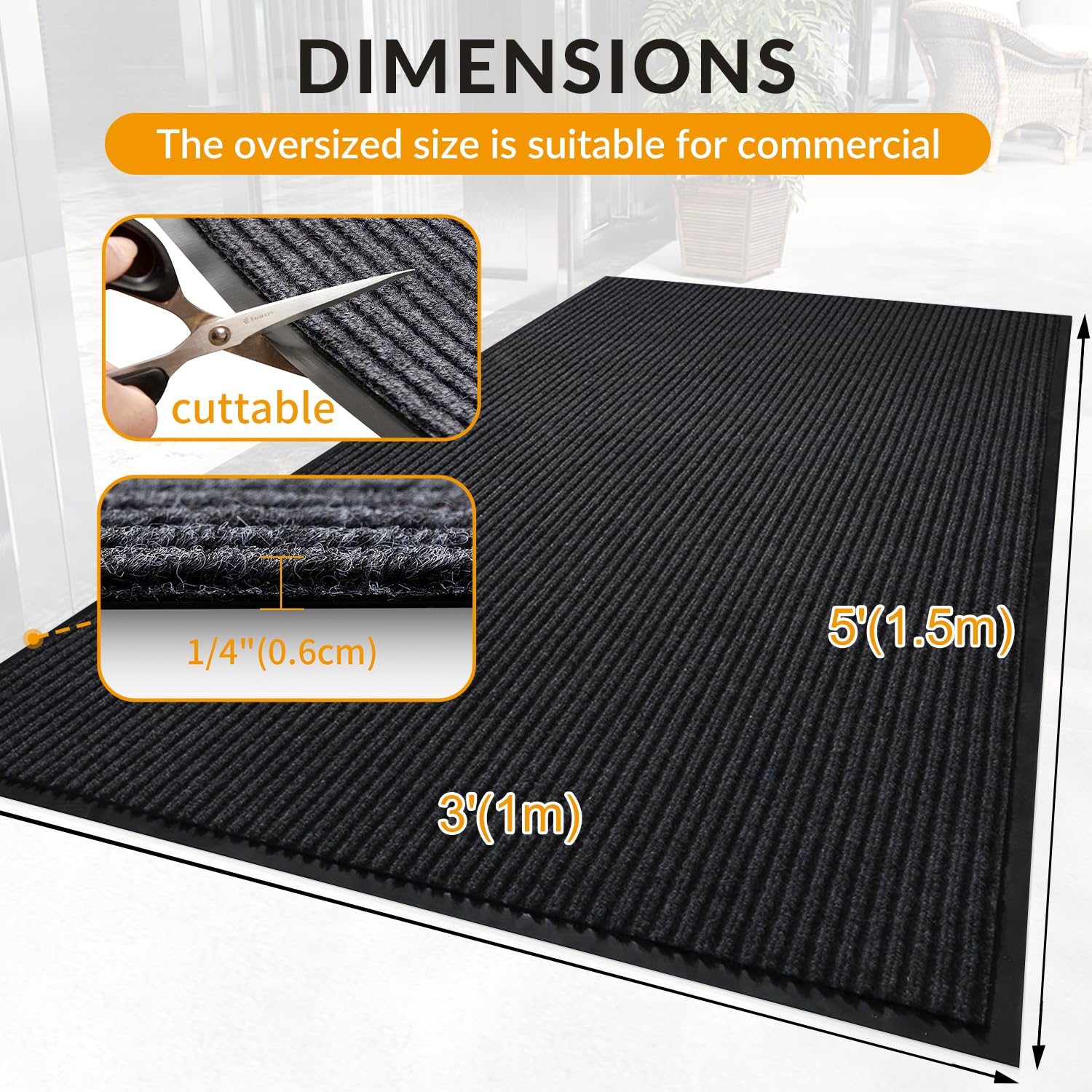 LVETOLS rubber-backed doormat for wet messes and secure placement